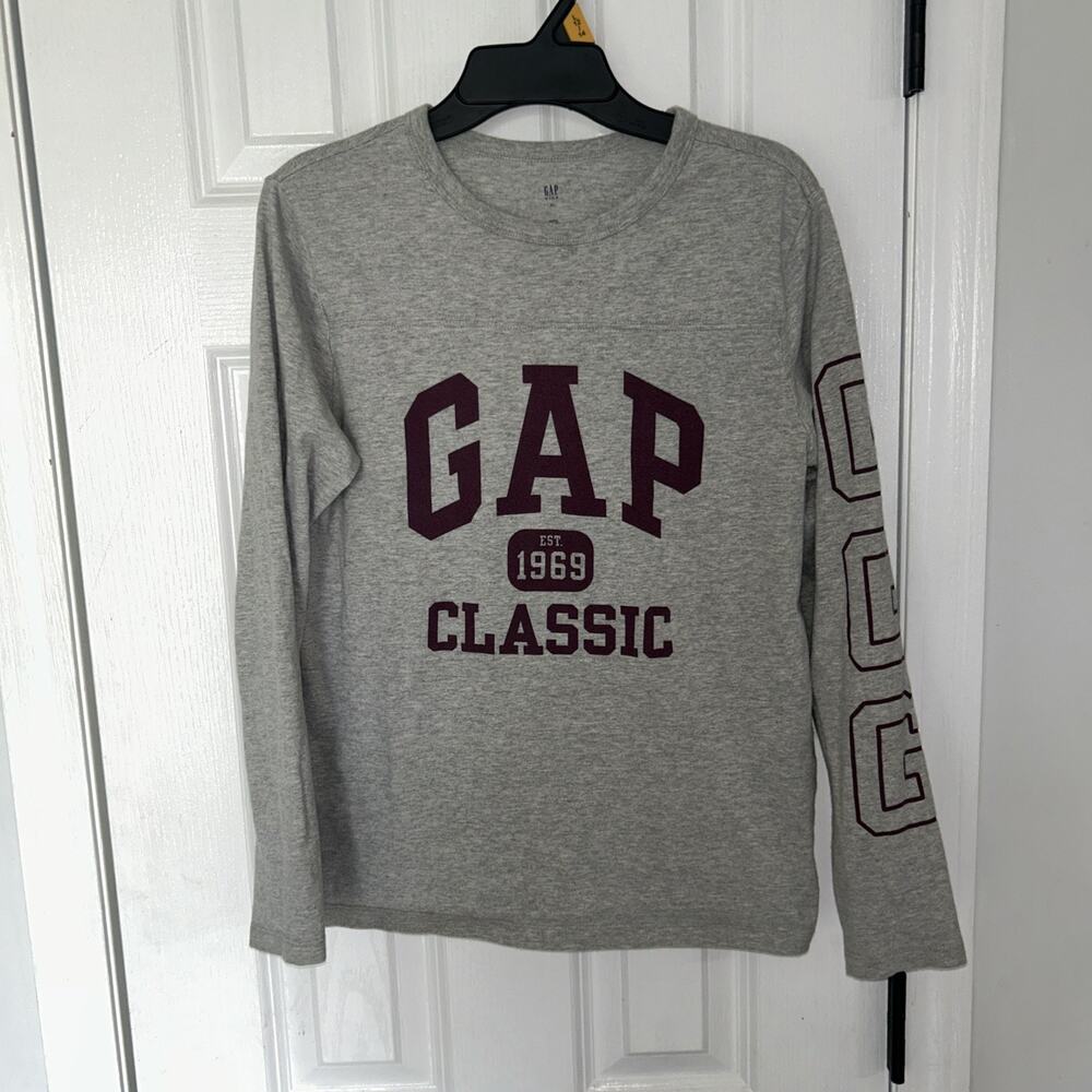 Gap Kids Boys Gray Long-Sleeved Graphic Tee Shirt Size XL GGG